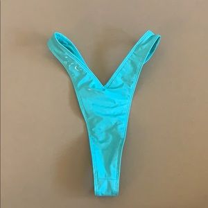 Vinyl high rise thong bikini bottom